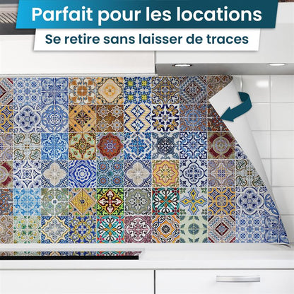 Crédence de Cuisine Adhésive - Carreaux colorés