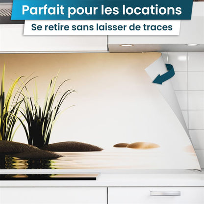 Crédence de Cuisine Adhésive - Pierres Or du Soir
