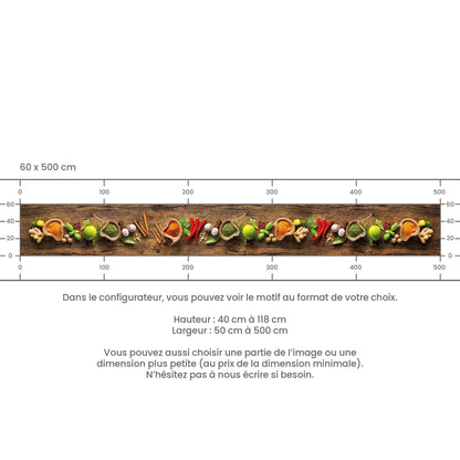 Crédence de Cuisine Adhésive - Épices sur Bois