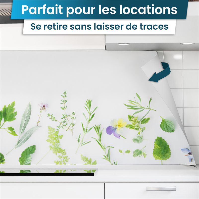 Crédence de Cuisine Adhésive - Fleurs & Herbes