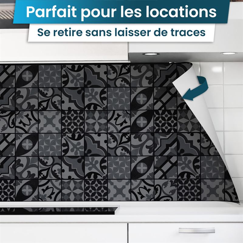 Crédence de Cuisine Adhésive - Carreaux sombres