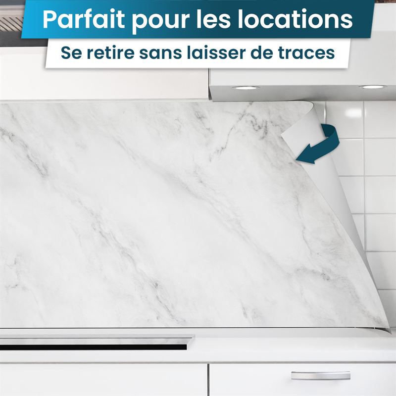 Crédence de Cuisine Adhésive - Blanc marbré