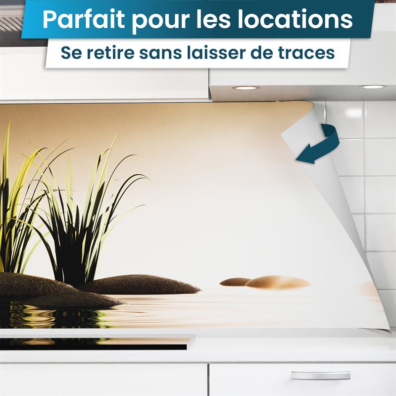 Crédence de Cuisine Adhésive - Pierres Or du Soir