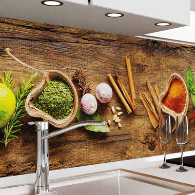 Crédence de cuisine danario, motif Épices sur Bois