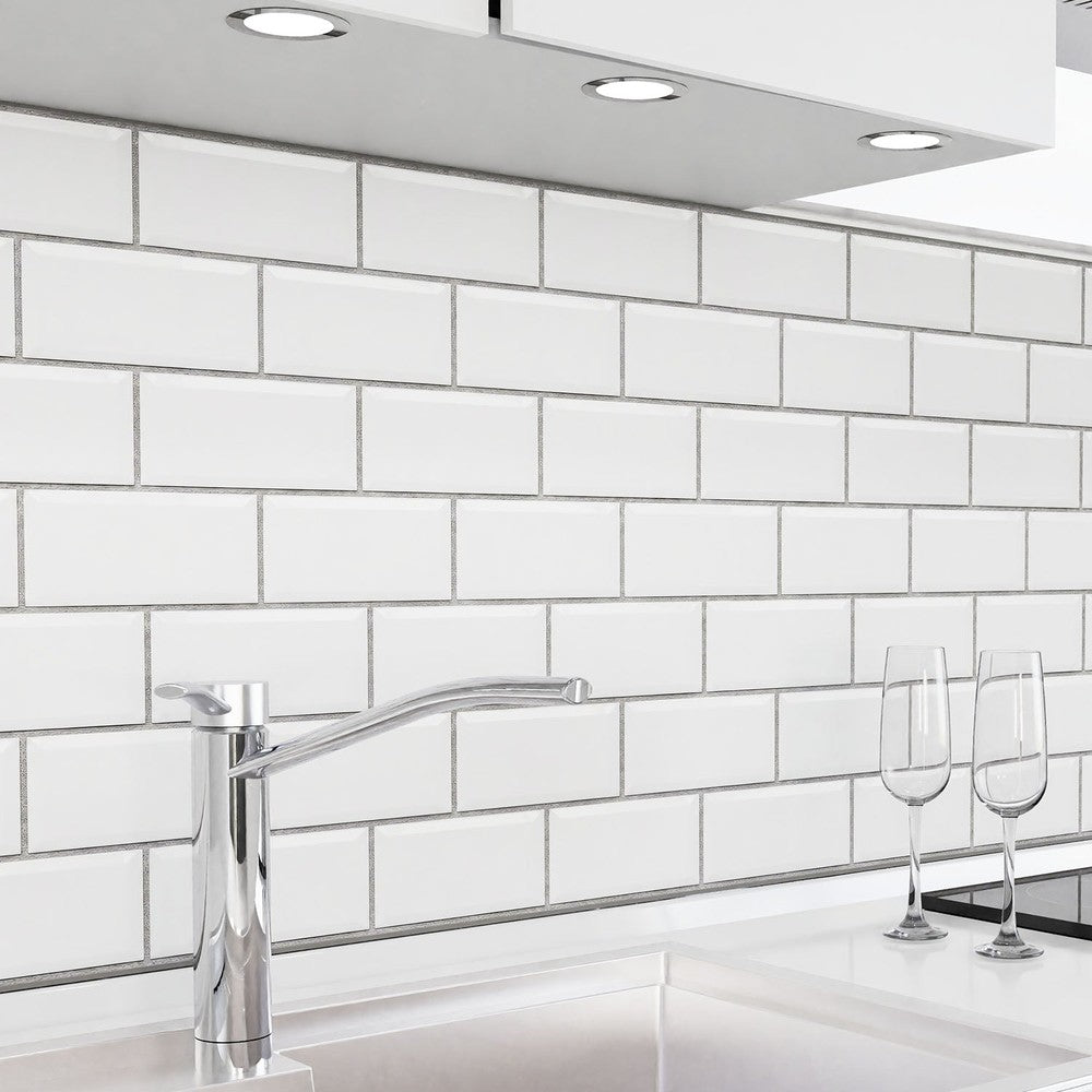 Crédence de cuisine adhésive - Carreaux blancs