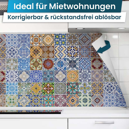 Crédence de Cuisine Adhésive - Carreaux colorés