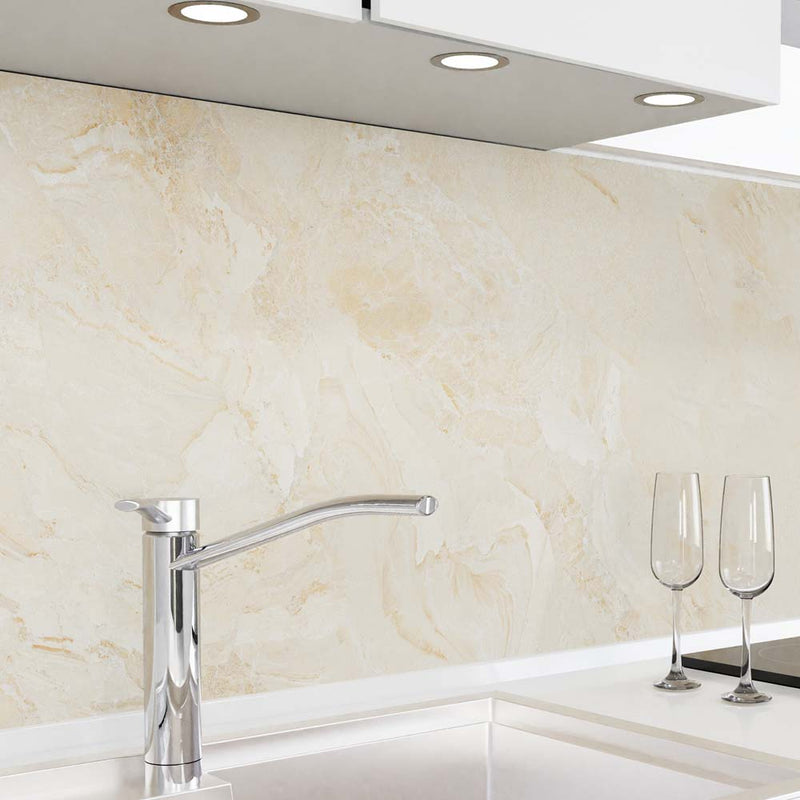 Crédence de cuisine adhésive - Beige marbré