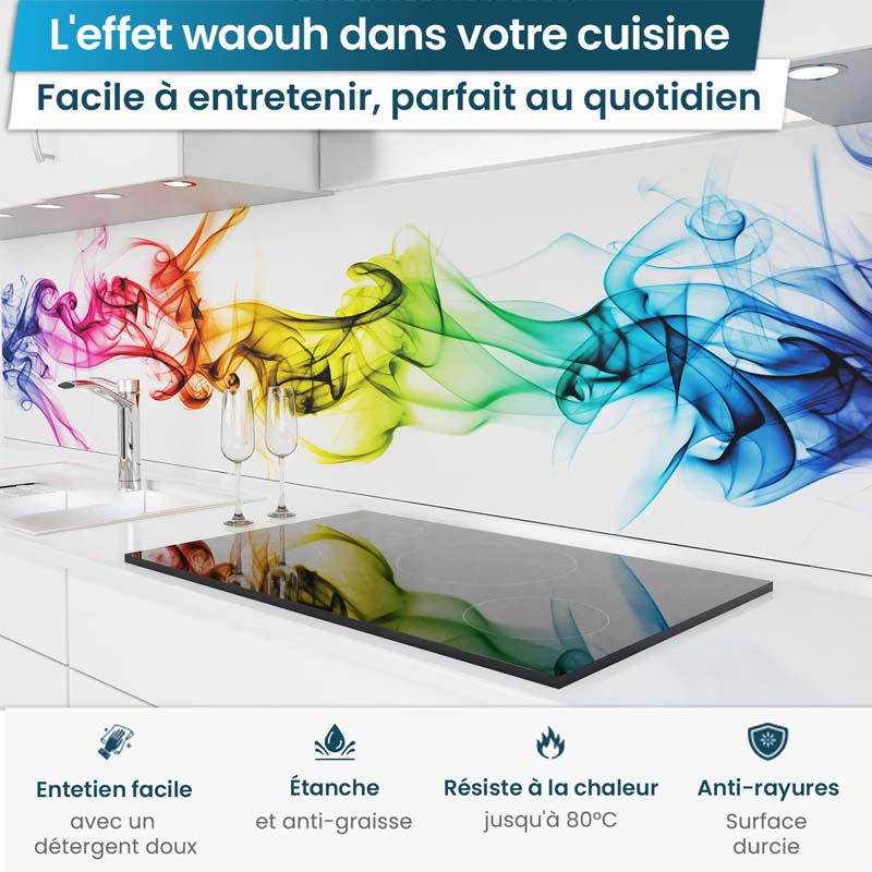 Crédence de Cuisine Adhésive - Fumée colorée