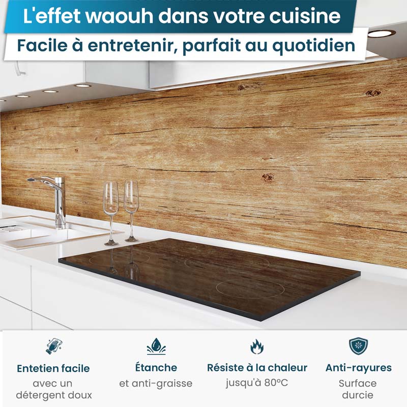 Crédence de Cuisine Adhésive - Chêne