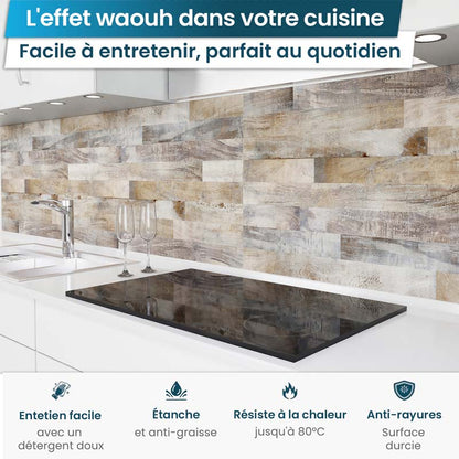Crédence de Cuisine Adhésive -  Lamelles en bois