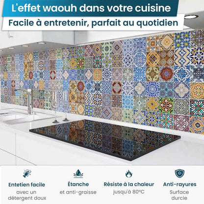 Crédence de Cuisine Adhésive - Carreaux colorés