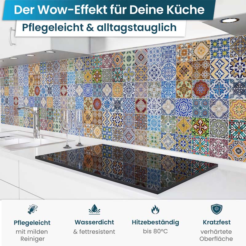 Crédence de Cuisine Adhésive - Carreaux colorés