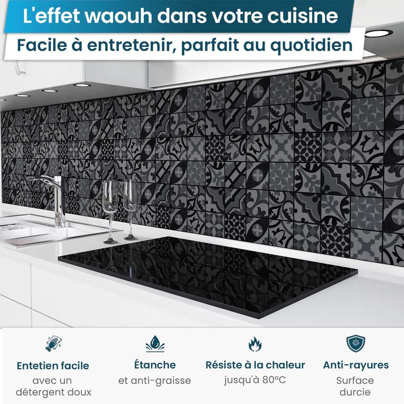 Crédence de Cuisine Adhésive - Carreaux sombres