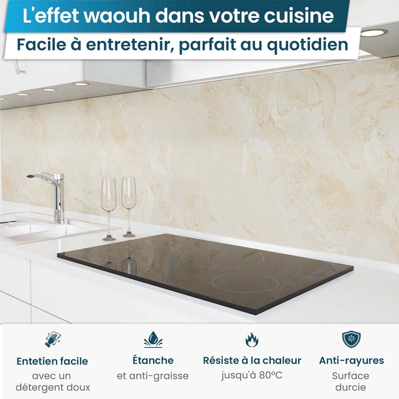 Crédence de Cuisine Adhésive - Beige marbré