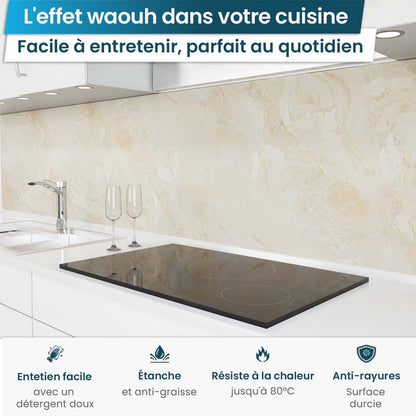 Crédence de Cuisine Adhésive - Beige marbré