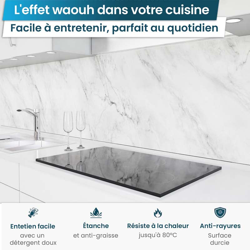Crédence de Cuisine Adhésive - Blanc marbré