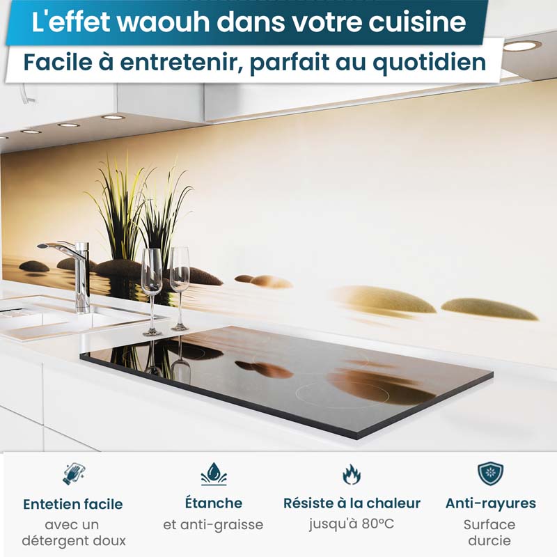 Crédence de Cuisine Adhésive - Pierres Or du Soir