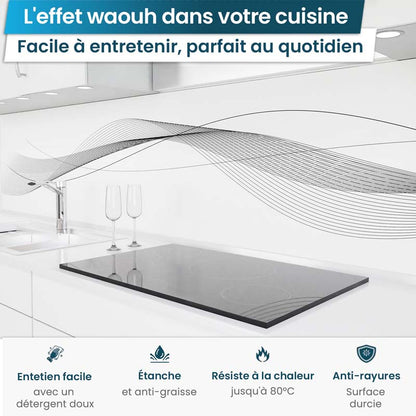 Crédence de Cuisine Adhésive - Lignes Ondulées