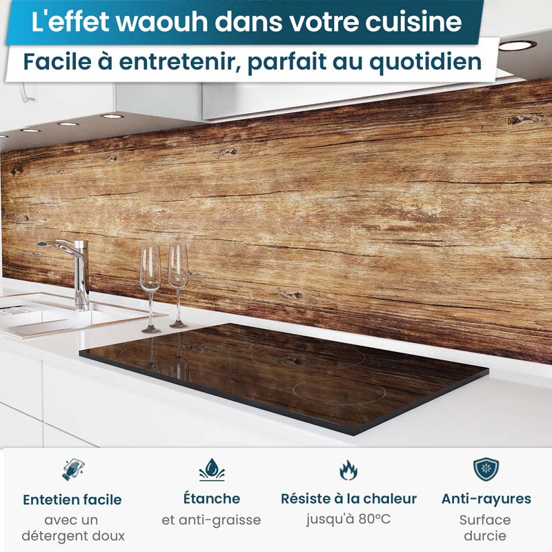 Crédence de Cuisine Adhésive - Noyer
